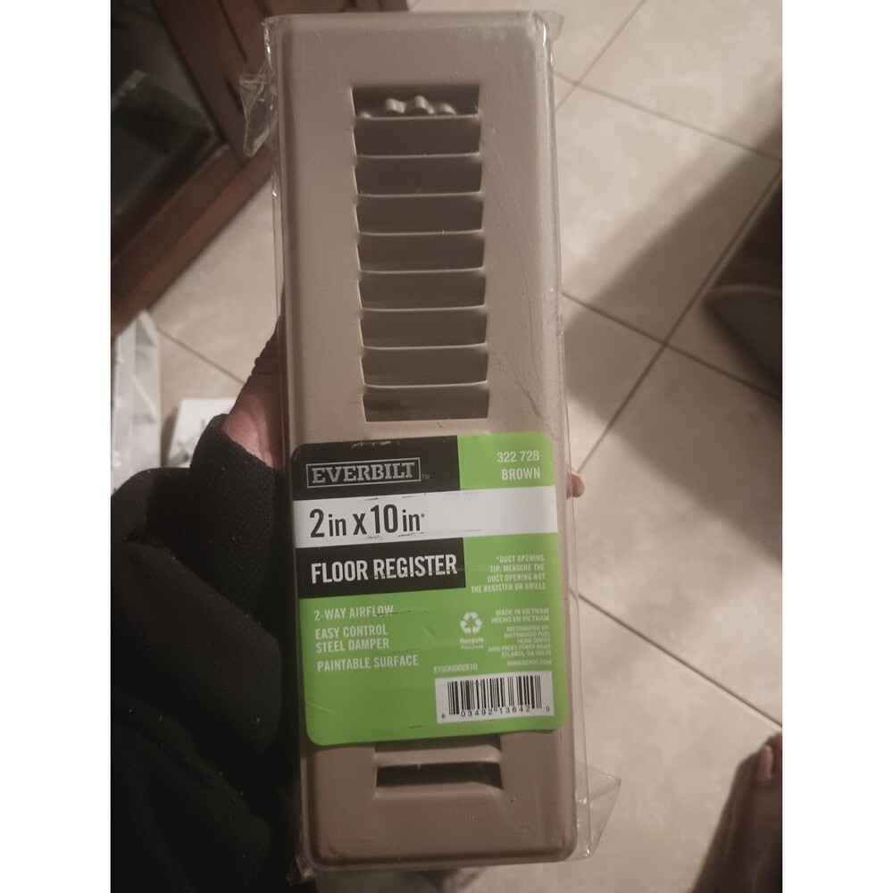 NEW Everbilt 322 728 2" x 12" Floor Register brown Paintable